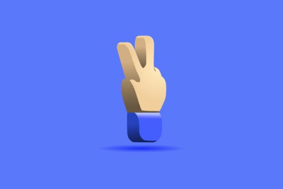 3D Peace Hand Design Vector Isolated