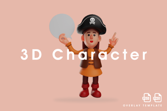 3D Pirate Cartoon Design with a Playful Smile