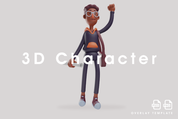 3D Student Cartoon Design Feel Excited: A Creative Asset for Engaging Visuals